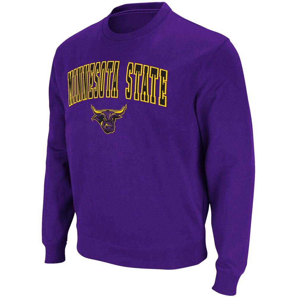 Men's Colosseum Purple Minnesota State University Mankato Arch & Logo Pullover Sweatshirt