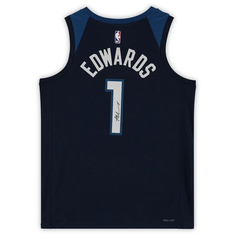 Anthony Edwards Minnesota Timberwolves Autographed Navy Nike 2022-23 Icon Edition Swingman Jersey