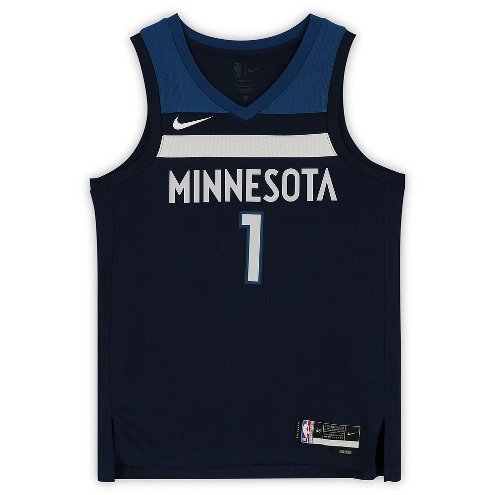 Anthony Edwards Minnesota Timberwolves Autographed Navy Nike 2022-23 Icon Edition Swingman Jersey