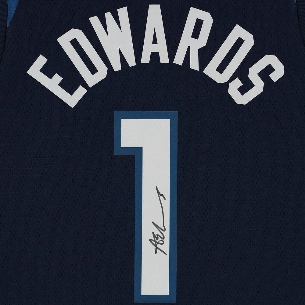Anthony Edwards Minnesota Timberwolves Autographed Navy Nike 2022-23 Icon Edition Swingman Jersey