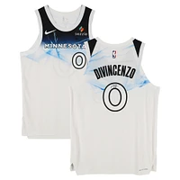 Maillot authentique Nike City Edition 2024-25 blanc dédicacé par Donte DiVincenzo des Minnesota Timberwolves