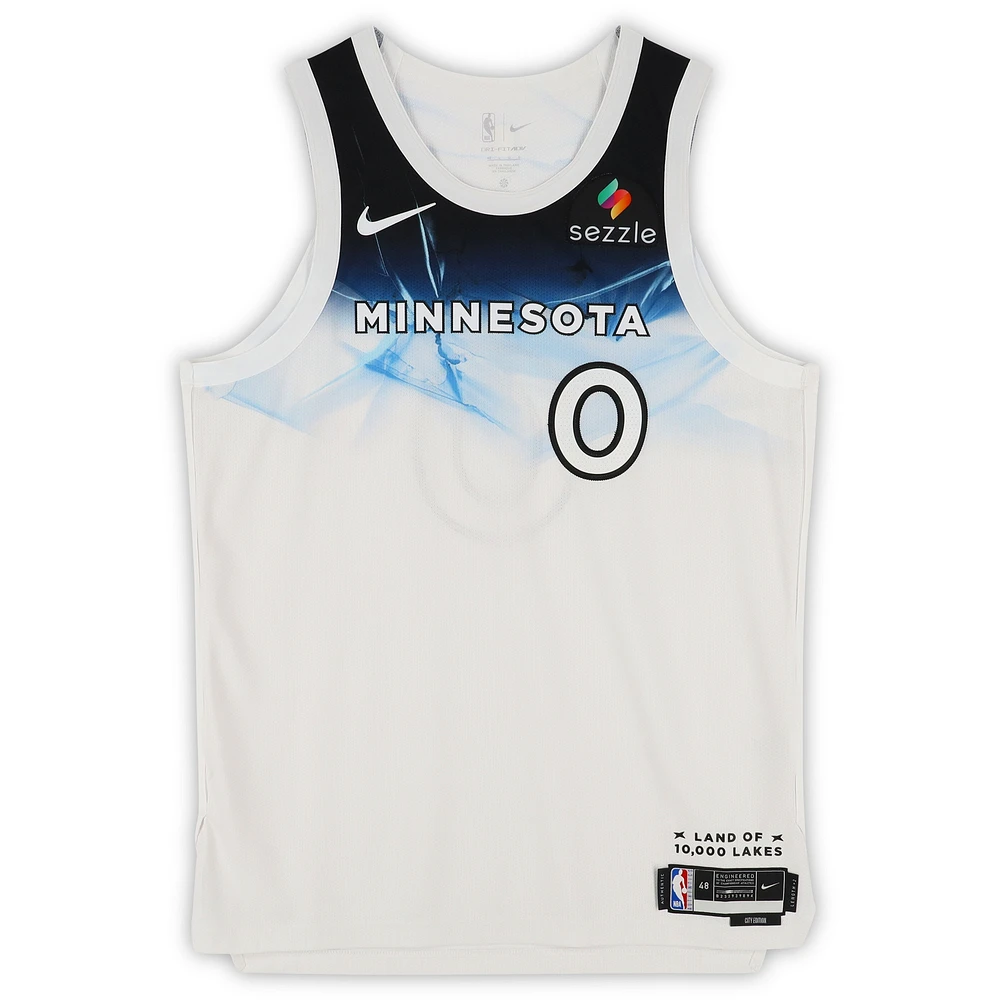 Maillot authentique Nike City Edition 2024-25 blanc dédicacé par Donte DiVincenzo des Minnesota Timberwolves