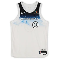 Maillot authentique Nike City Edition 2024-25 blanc dédicacé par Donte DiVincenzo des Minnesota Timberwolves