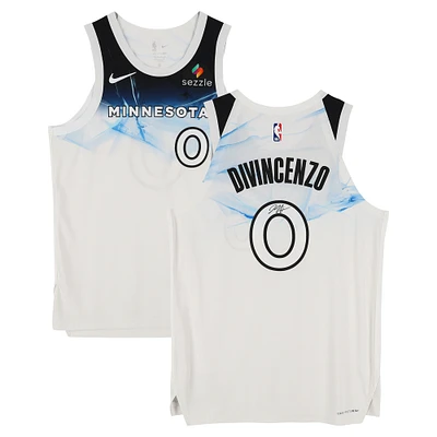 Maillot authentique Nike City Edition 2024-25 blanc dédicacé par Donte DiVincenzo des Minnesota Timberwolves