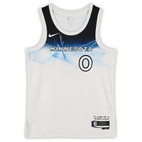Maillot Swingman Nike City Edition 2024-25 blanc dédicacé par Donte DiVincenzo des Minnesota Timberwolves avec inscriptions « Big Ragu » et « Can't Knock the Hustle