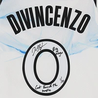 Maillot Swingman Nike City Edition 2024-25 blanc dédicacé par Donte DiVincenzo des Minnesota Timberwolves avec inscriptions « Big Ragu » et « Can't Knock the Hustle