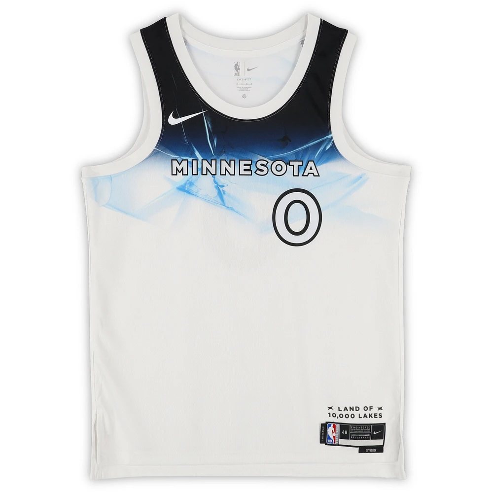 Maillot Swingman Nike City Edition 2024-25 blanc dédicacé par Donte DiVincenzo des Minnesota Timberwolves