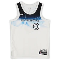 Maillot Swingman Nike City Edition 2024-25 blanc dédicacé par Donte DiVincenzo des Minnesota Timberwolves