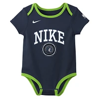 Ensemble de deux bodies Nike Just Do It bleu marine/noir pour bébé des Timberwolves du Minnesota