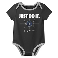 Ensemble de deux bodies Nike Just Do It bleu marine/noir pour bébé des Timberwolves du Minnesota