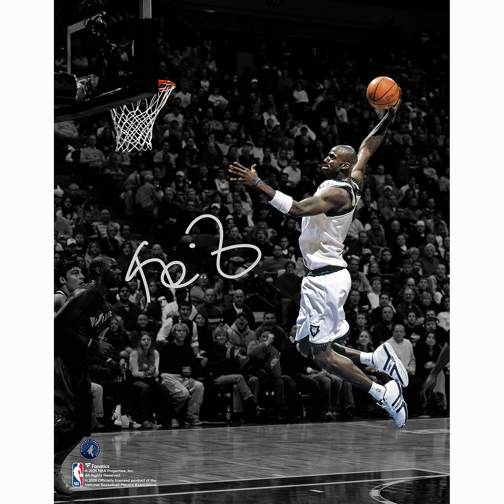 Kevin Garnett Minnesota Timberwolves Autographed 11" x 14" Dunking Spotlight Photograph