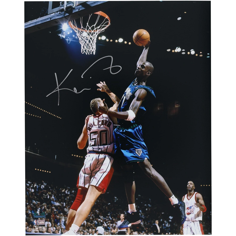 Kevin Garnett Minnesota Timberwolves Autographed 16" x 20" One-Handed Soaring Dunk Photograph
