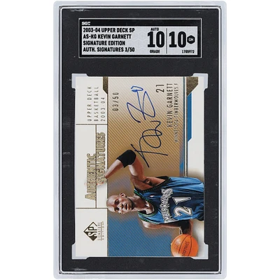 Carte autographiée 10/10 SGC 2003-04 Upper Deck SP Authentic Gold #AS-KG #3/50 des Minnesota Timberwolves de Kevin Garnett