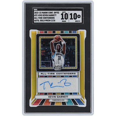 Kevin Garnett Minnesota Timberwolves Autographed 2022-23 Panini Contenders Optic All Time Gold Prizm #ATC-KVG #2/10 SGC Authenticated 10/10 Card