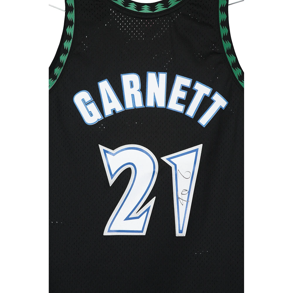 Kevin Garnett Minnesota Timberwolves Autographed Black 1996-97 Mitchell and Ness Swingman Jersey
