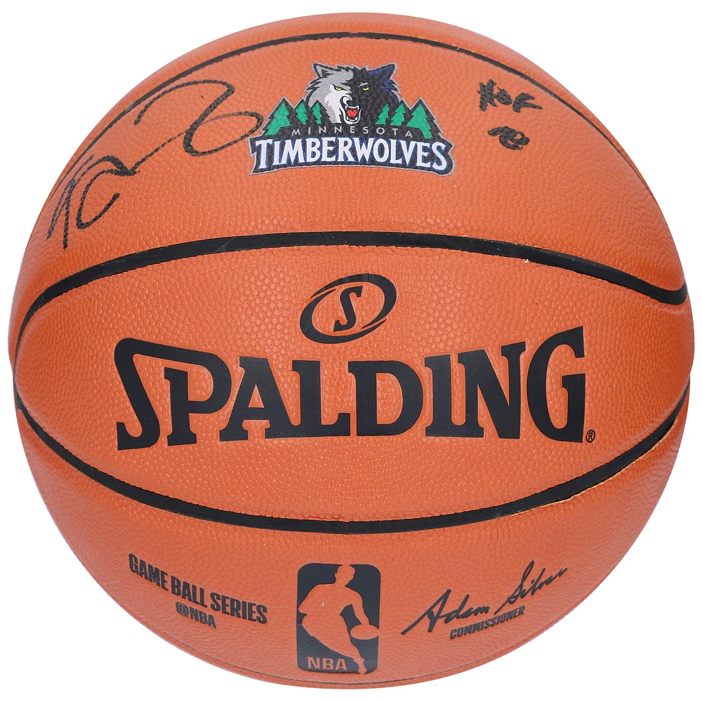 Kevin Garnett Minnesota Timberwolves Autographed Spalding 1996-08 Team Logo Basketball with "HOF 20" Inscription