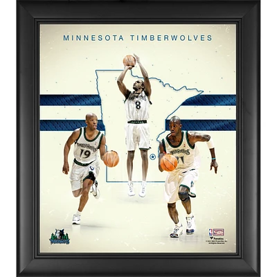 Kevin Garnett Sam Cassell & Latrell Sprewell Minnesota Timberwolves Encadré 15" x 17" Années 2000 Hardwood Classics Franchise Foundations Collage