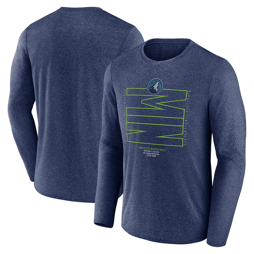 Men's Fanatics  Heather Navy Minnesota Timberwolves Game Point Long Sleeve T-Shirt