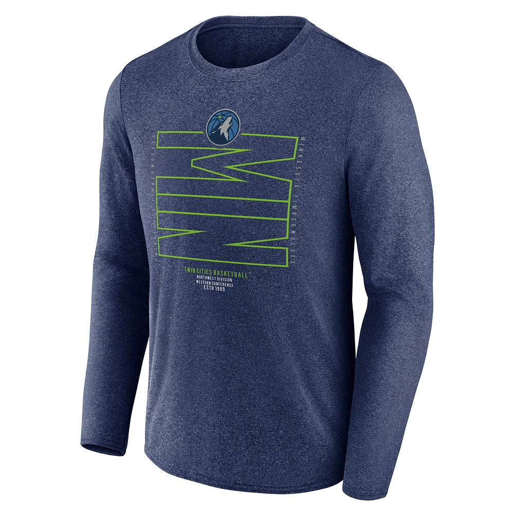 Men's Fanatics  Heather Navy Minnesota Timberwolves Game Point Long Sleeve T-Shirt