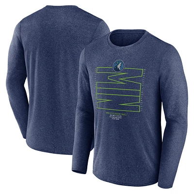 Men's Fanatics  Heather Navy Minnesota Timberwolves Game Point Long Sleeve T-Shirt