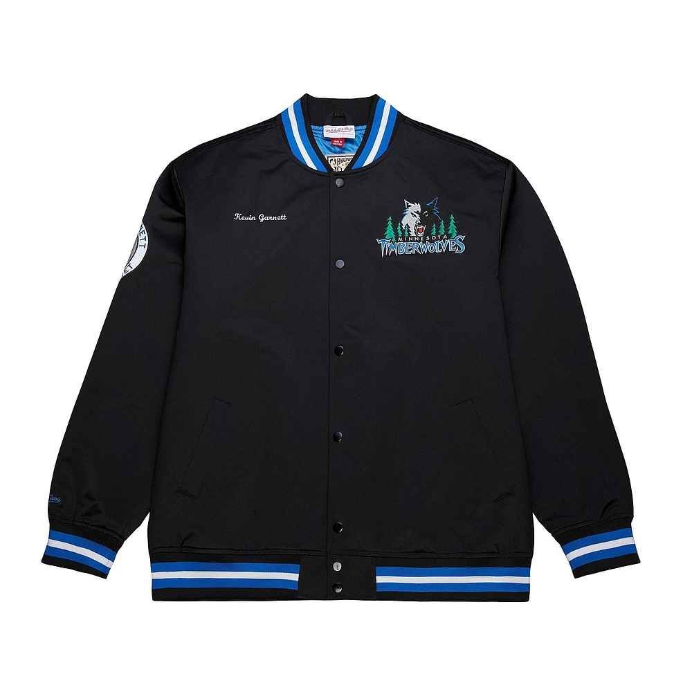Men's Mitchell & Ness Kevin Garnett Black Minnesota Timberwolves NBA Legends Full-Snap Satin Jacket