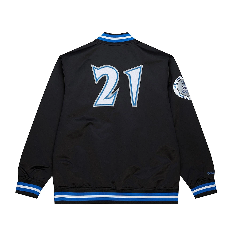 Men's Mitchell & Ness Kevin Garnett Black Minnesota Timberwolves NBA Legends Full-Snap Satin Jacket