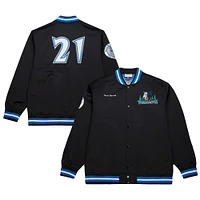 Men's Mitchell & Ness Kevin Garnett Black Minnesota Timberwolves NBA Legends Full-Snap Satin Jacket
