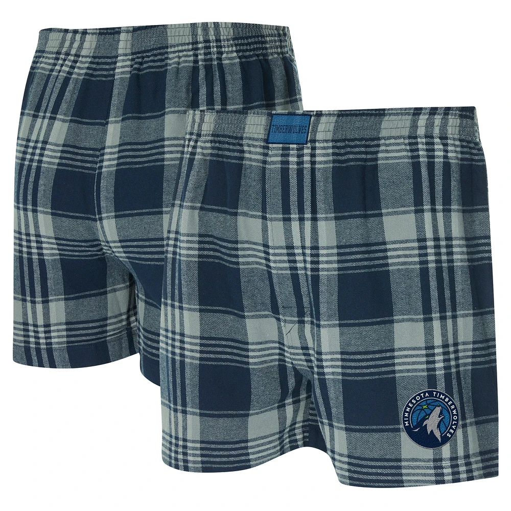 Boxer en flanelle pour homme Concepts Sport bleu marine des Minnesota Timberwolves Region