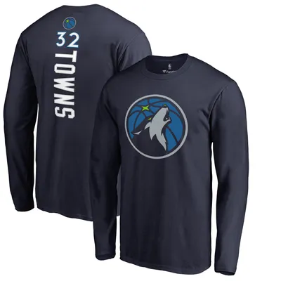 Karl-Anthony Towns Minnesota Timberwolves Fanatics Branded Backer Name & Number Player Long Sleeve T-Shirt - Navy