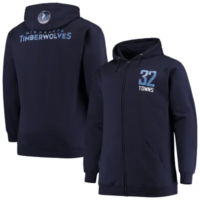 Karl-Anthony Towns Minnesota Timberwolves Fanatics Branded Big & Tall Player Name Number Full-Zip Hoodie Jacket - Navy