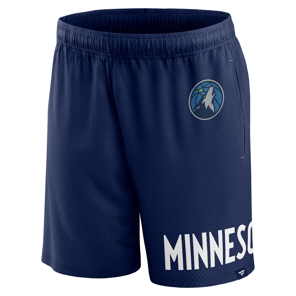 Men's Fanatics Navy Minnesota Timberwolves Free Throw Mesh Shorts