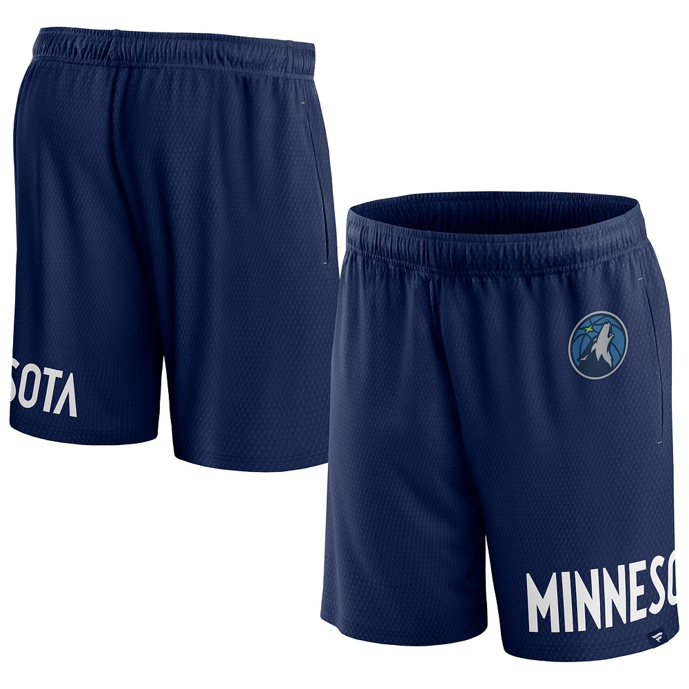 Men's Fanatics Navy Minnesota Timberwolves Free Throw Mesh Shorts