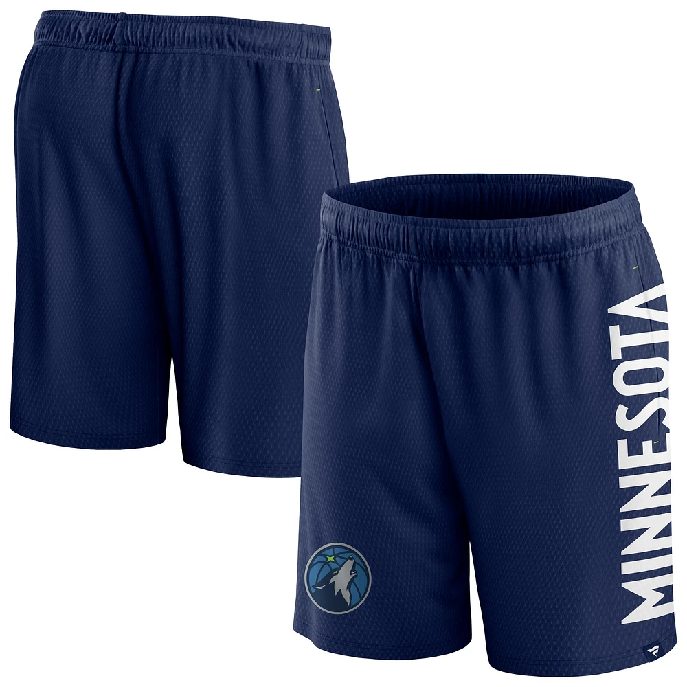 Short en maille Post Up Fanatics pour hommes, bleu marine, Minnesota Timberwolves