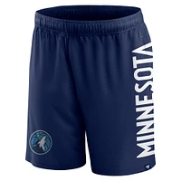 Short en maille Post Up Fanatics pour hommes, bleu marine, Minnesota Timberwolves