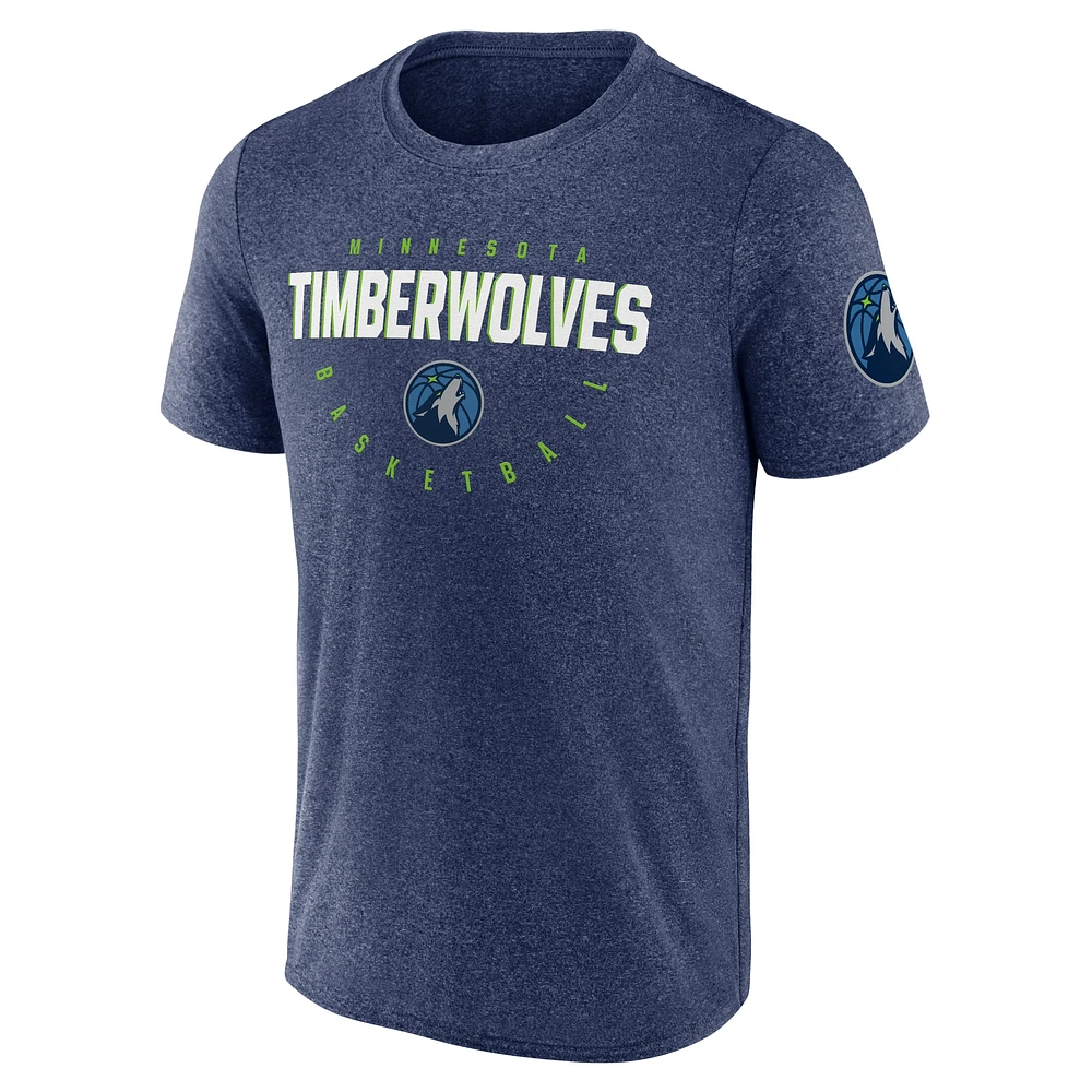 Men's Heather Navy Minnesota Timberwolves Block Practice Performance T-Shirt