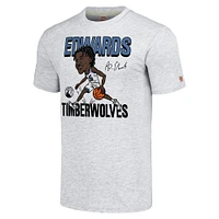 Men's Homage Anthony Edwards Ash Minnesota Timberwolves Caricature Tri-Blend T-Shirt