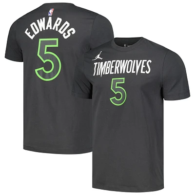 T-shirt Jordan Brand Anthony Edwards Charcoal Minnesota Timberwolves 2022/23 Statement Edition avec nom et numéro pour homme