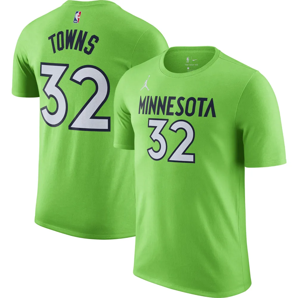 Homme Jordan Brand Karl-Anthony Towns Vert Minnesota Timberwolves Essential Statement Nom & Numéro - T-shirt