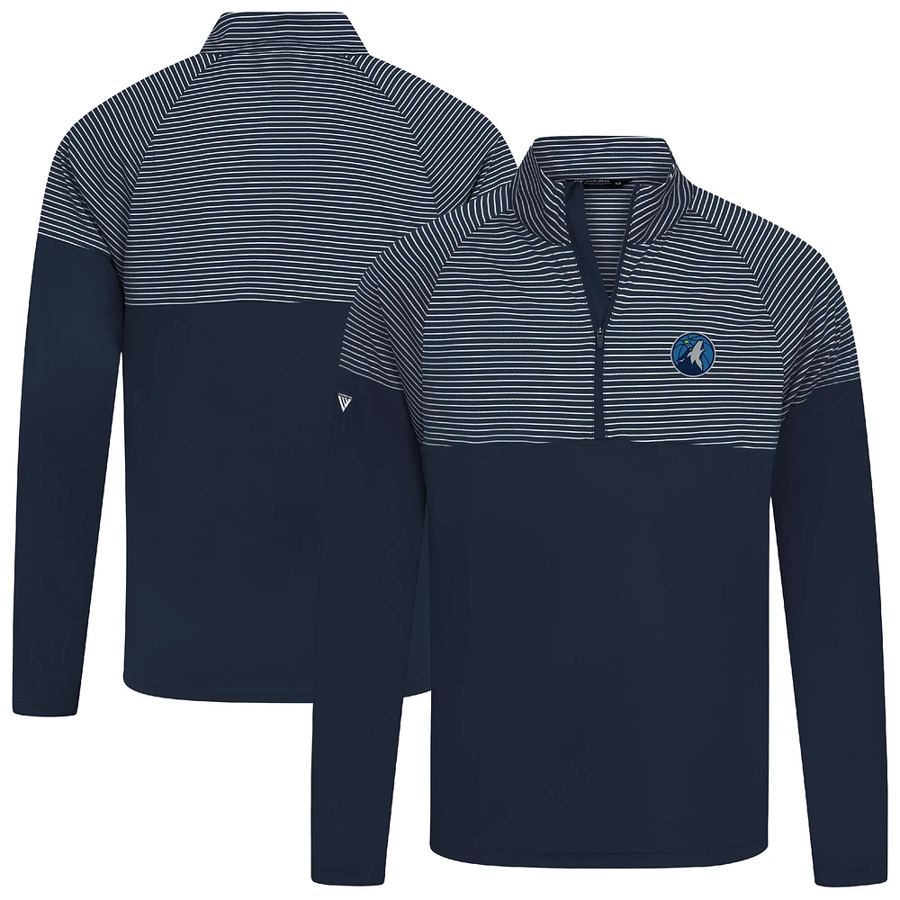 Men's Levelwear Navy Minnesota Timberwolves Classic Stripes Quarter-Zip Top