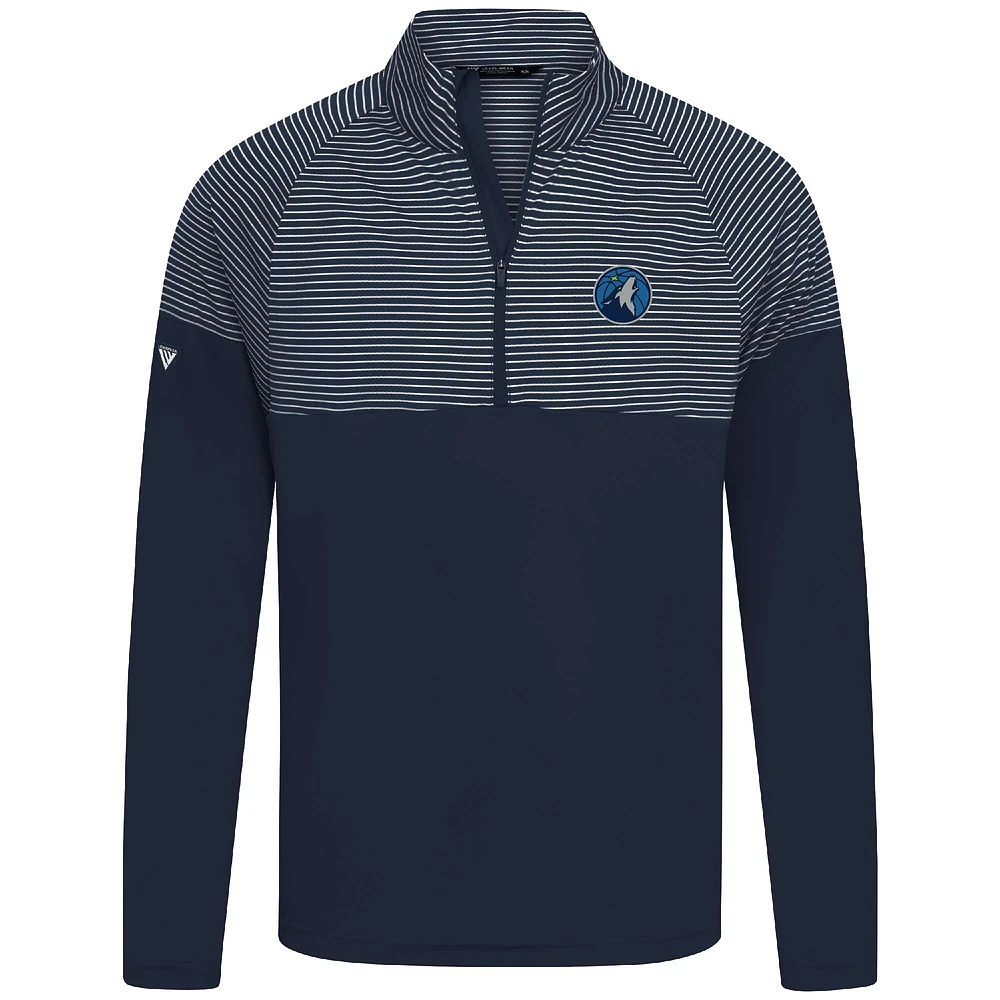 Men's Levelwear Navy Minnesota Timberwolves Classic Stripes Quarter-Zip Top