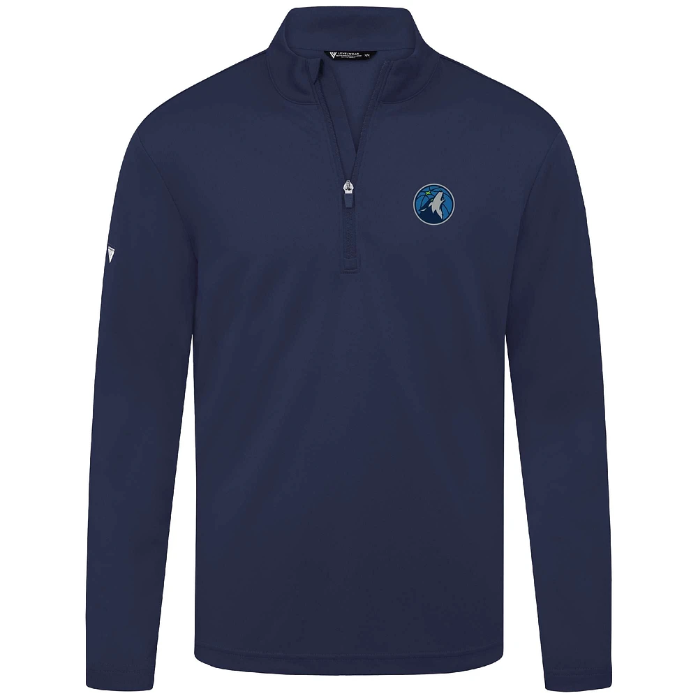 Men's Levelwear Navy Minnesota Timberwolves Heron Quarter-Zip Top