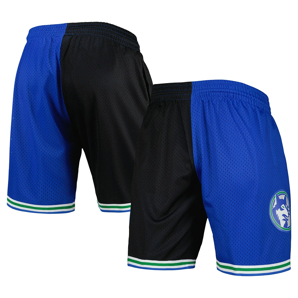 Mitchell & Ness pour homme Noir/Bleu Minnesota Timberwolves Hardwood Classics 1993 Split Swingman Short