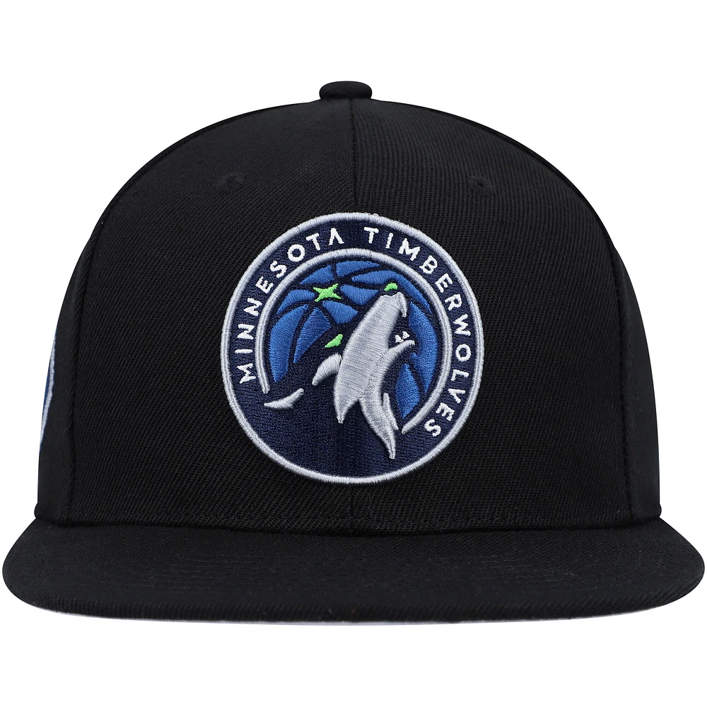 Men's Mitchell & Ness Black Minnesota Timberwolves Side Core 2.0 Snapback Hat