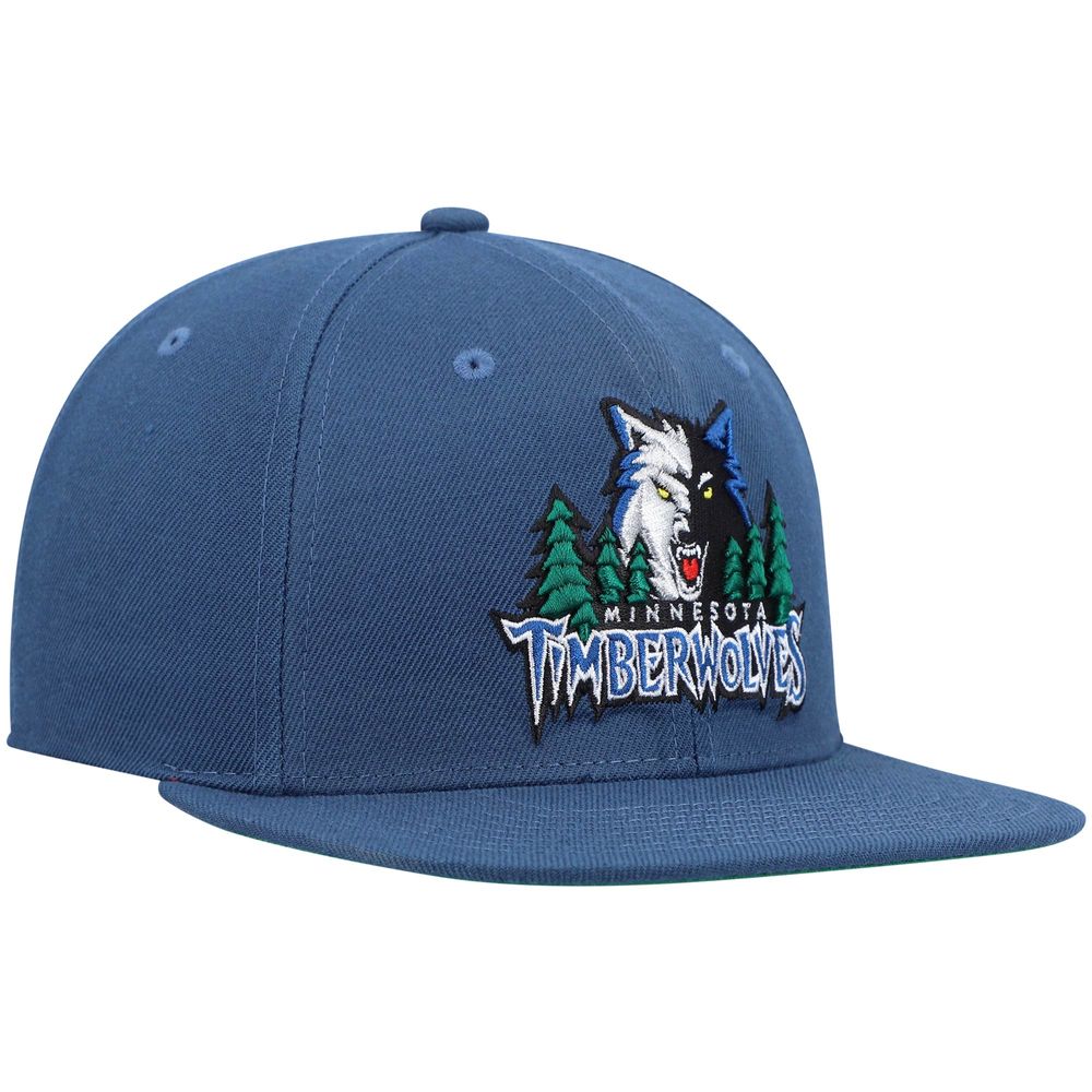 Men's Mitchell & Ness Blue Minnesota Timberwolves Hardwood Classics Team Ground 2.0 Snapback Hat