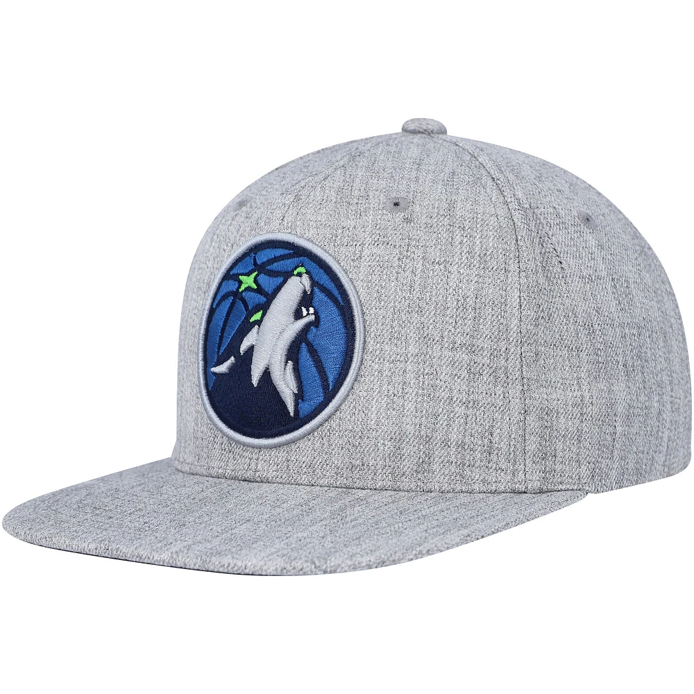 Casquette Snapback 2.0 Minnesota Timberwolves Hardwood Classics 2.0 Mitchell & Ness Heather Grey pour homme