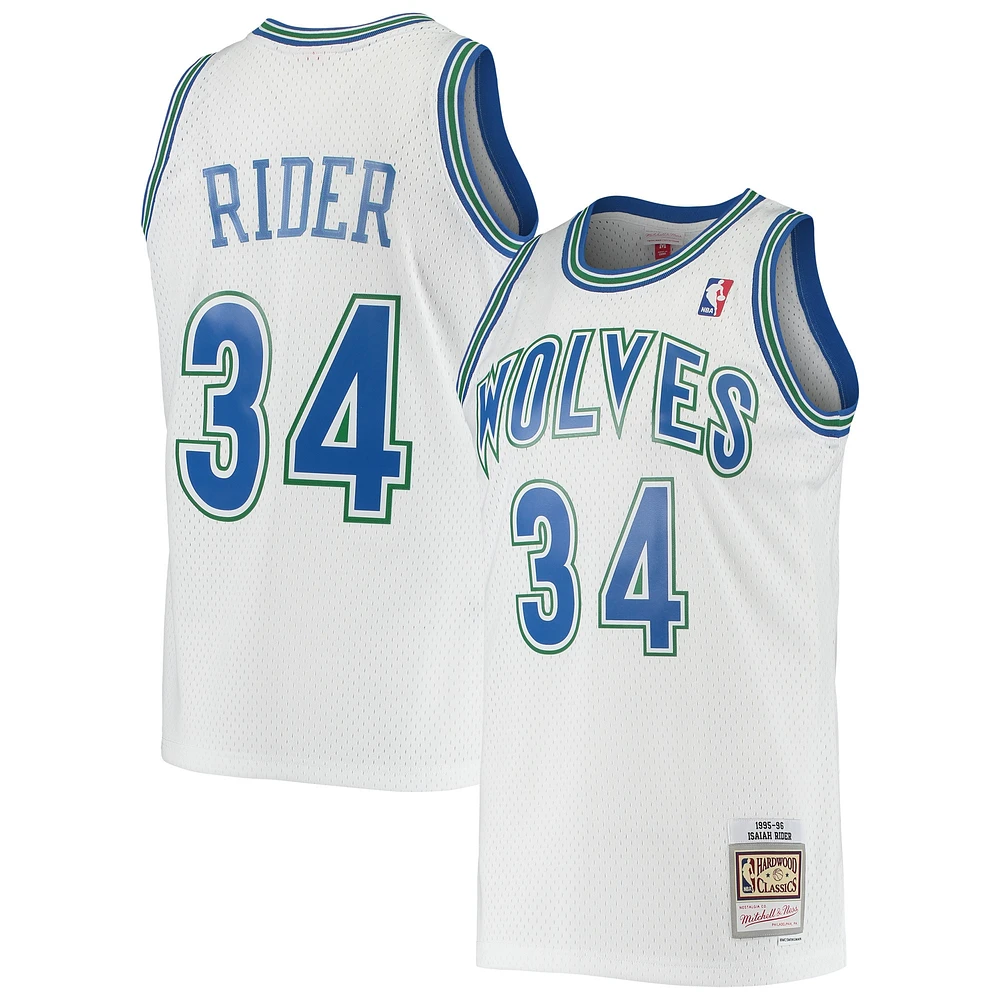 Maillot Swingman Mitchell & Ness Isaiah Rider blanc Minnesota Timberwolves 1995/96 Hardwood Classics pour hommes