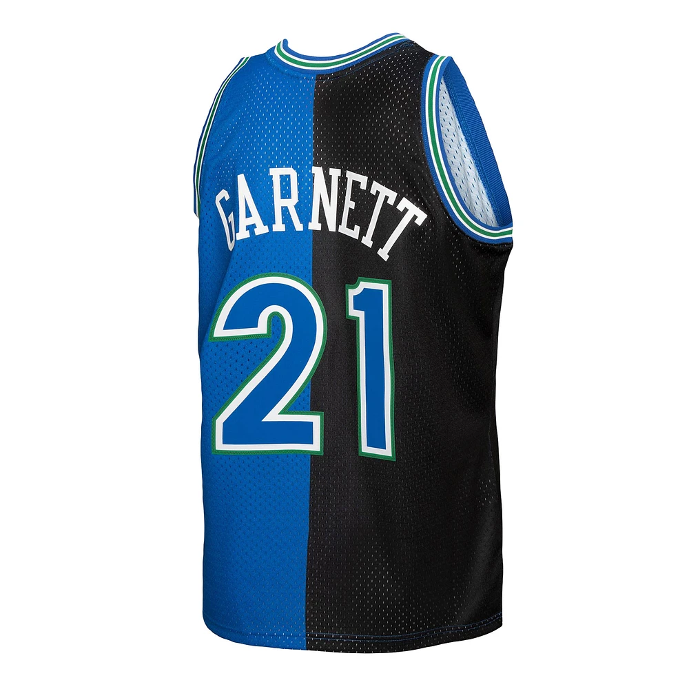 Maillot Swingman divisé Mitchell & Ness Kevin Garnett pour hommes, noir/bleu, Minnesota Timberwolves Hardwood Classics 1995/96