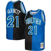 Maillot Swingman divisé Mitchell & Ness Kevin Garnett pour hommes, noir/bleu, Minnesota Timberwolves Hardwood Classics 1995/96