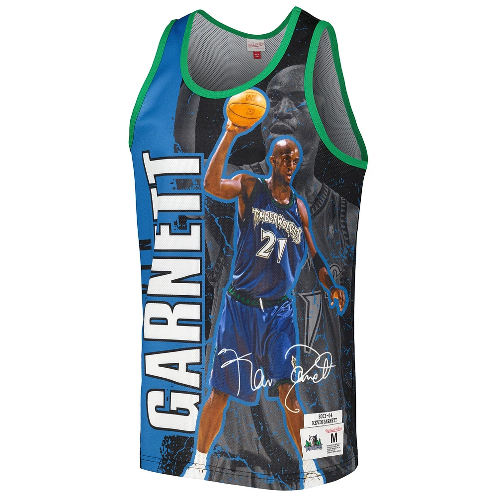 Débardeur pour homme Mitchell & Ness Kevin Garnett noir Minnesota Timberwolves 2003-04 Hardwood Classics Player Burst