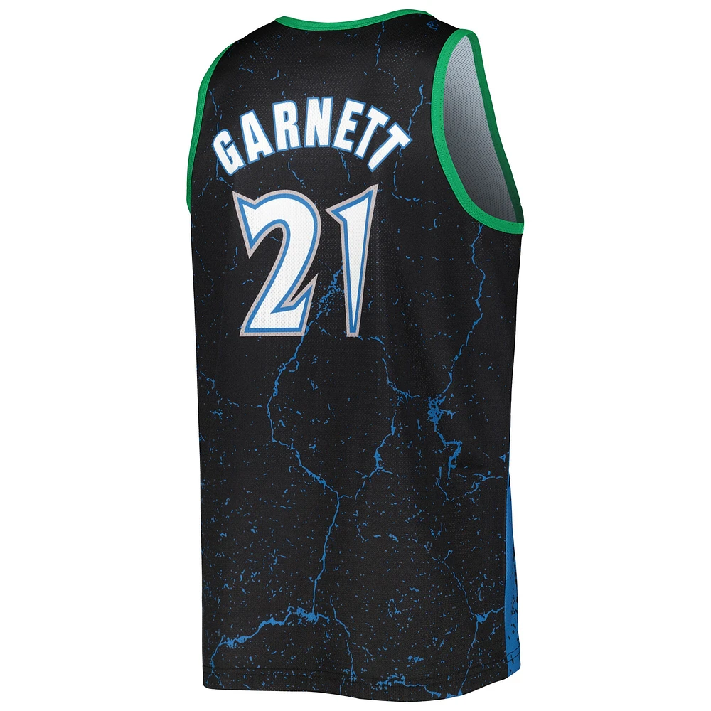 Débardeur pour homme Mitchell & Ness Kevin Garnett noir Minnesota Timberwolves 2003-04 Hardwood Classics Player Burst